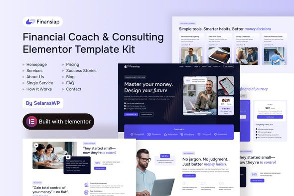 FinanSiap – Coach & Consulting Elementor Pro Template Kit