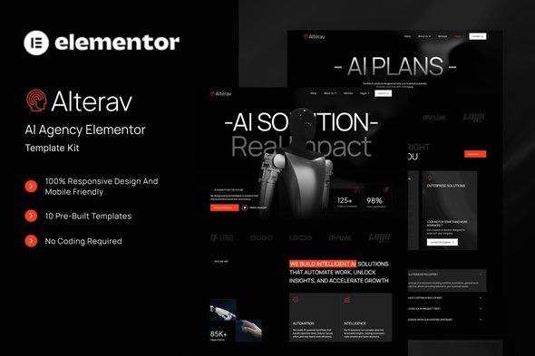 AIterav - AI Agency Elementor Template Kit 1 AIterav