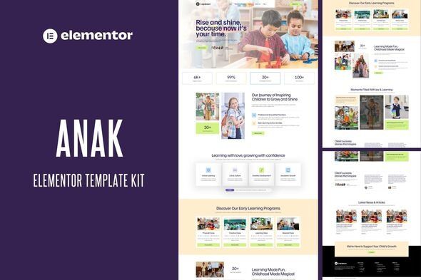 Anak - Kindergarten Elementor Pro Template Kit 1 Anak