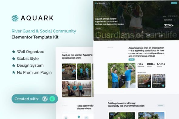 Aquark – Social Community Elementor Template Kit 1 Aquark