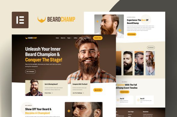 BeardChamp – Mustache Competition Elementor Template Kit 1 BeardChamp