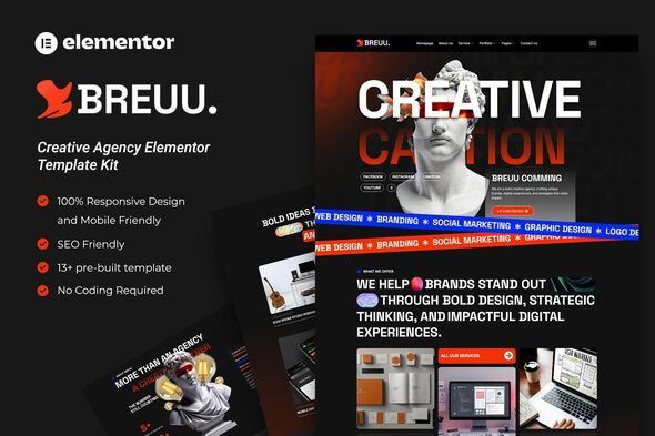 Breuu – Creative Agency Elementor Template Kit 1 Breuu