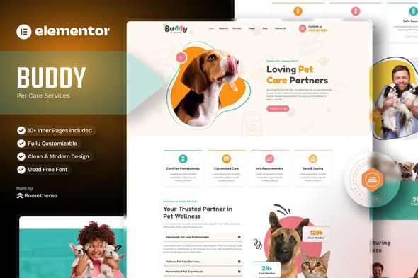Buddy - Pet Care Services Elementor Template Kit 1 Buddy