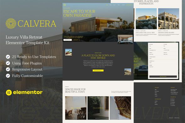 Calvera - Luxury Villa Retreat Elementor Template Kit 1 Calvera
