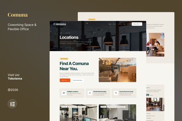 Comuna - Coworking Elementor Template Kit 1 Comuna