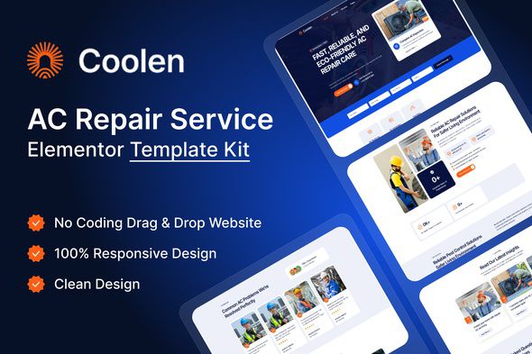 Coolen – AC Repair Services Elementor Template Kit 1 Coolen