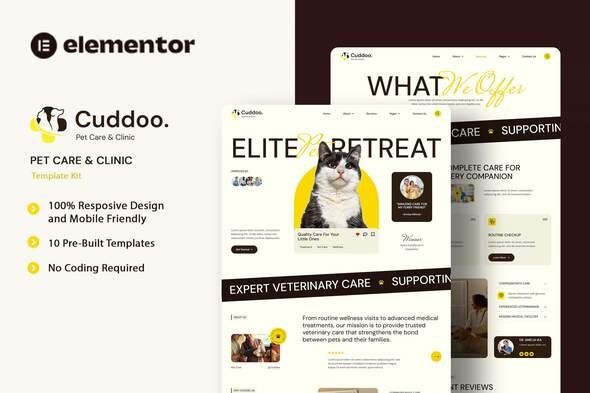 Cuddoo - Pet Care & Clinic Elementor Template Kit 1 Cuddoo
