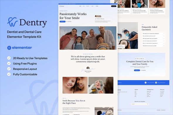 Dentry – Dental Care Elementor Template Kit 1 Dentry