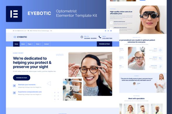 EyeBotic – Optometrist Elementor Pro Template Kit 1 EyeBotic