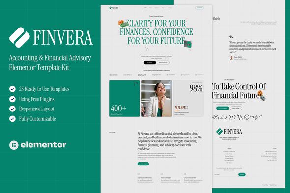 Finvera - Accounting & Financial Advisory Elementor Template Kit 1 Finvera