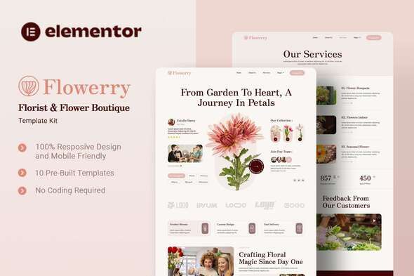 Flowerry - Flower Boutique Elementor Template Kit 1 Flowerry