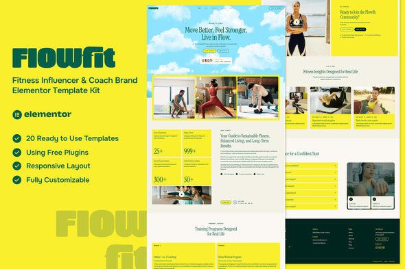 Flowfit - Fitness Coach Elementor Template Kit 1 Flowfit