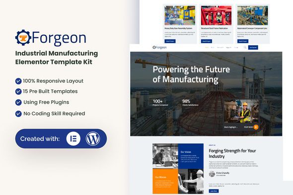 Forgeon - Industrial Manufacturing Elementor Template Kit 1 Forgeon