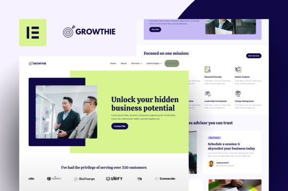 Growthie – Business Coach Elementor Template Kit 1 Growthie