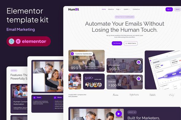 Humail - Email Marketing Elementor Template Kit 1 Humail