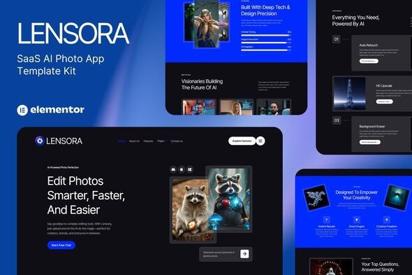 Lensora – SaaS AI App Elementor Template Kit 1 Lensora