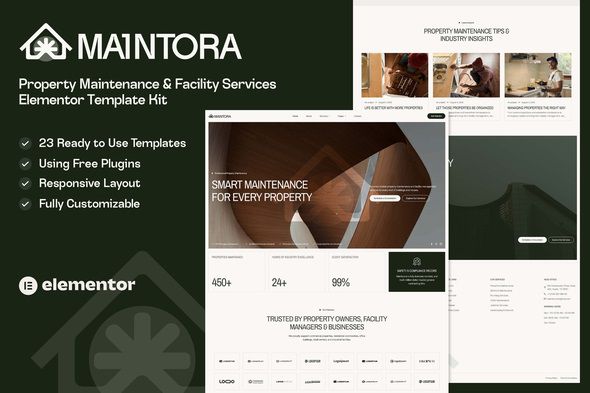 Maintora – Property Maintenance & Facility Elementor Template Kit 1 Maintora