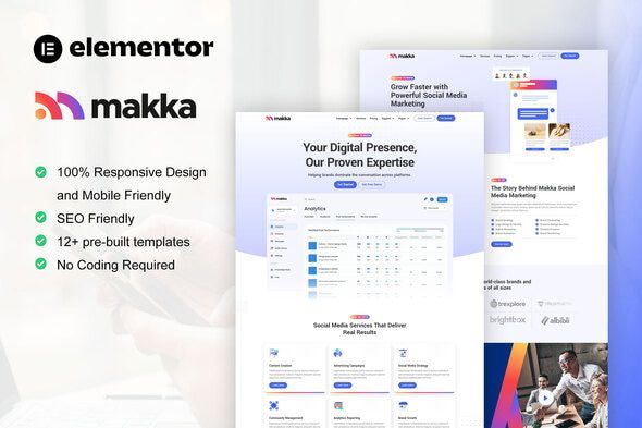 Makka – Social Media Marketing Elementor Template Kit 1 Makka