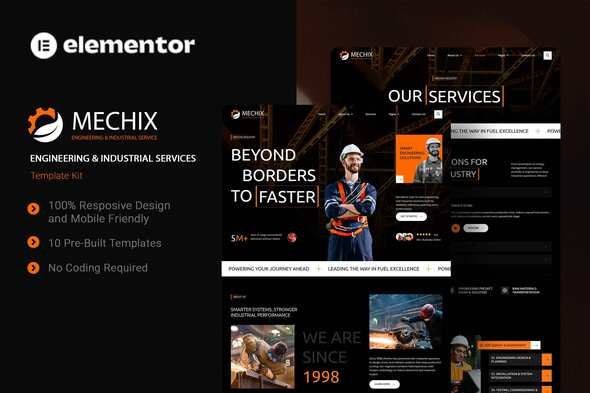 Mechix - Engineering & Industrial Services Elementor Template Kit 1 Mechix