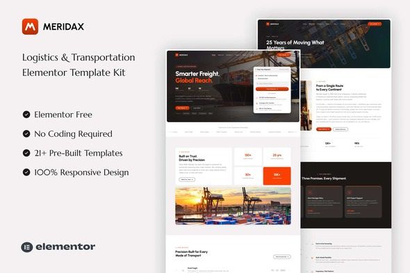 Meridax - Logistics Elementor Template Kit 1 Meridax