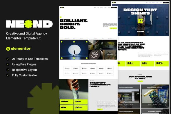 Neond – Creative & Digital Agency Elementor Template Kit 1 Neond