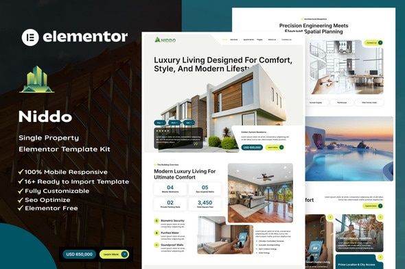 Niddo - Single Property Elementor Template Kit 1 Niddo