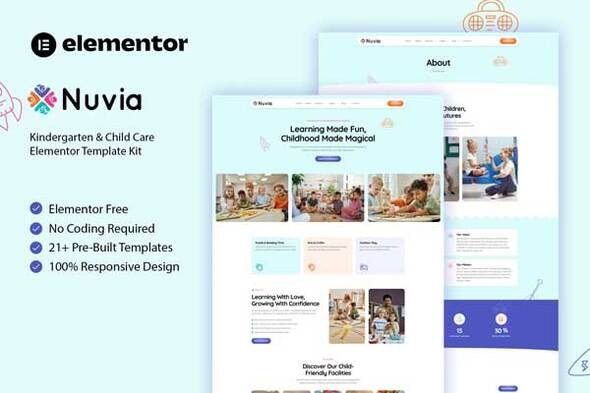 Nuvia - Kindergarten & Child Care Elementor Template Kit 1 Nuvia