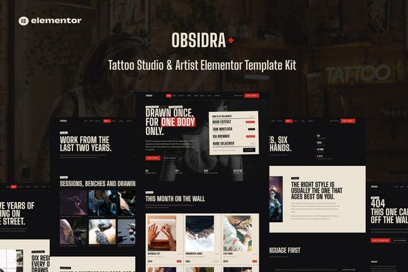 Obsidra - Tattoo Studio Elementor Template Kit 1 Obsidra