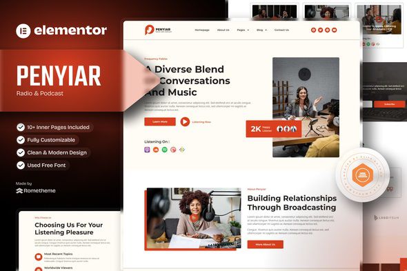 Penyiar - Radio & Podcast Elementor Template Kit 1 Penyiar