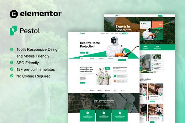 Pestol – Pest Control Service Elementor Pro Template Kit 1 Pestol