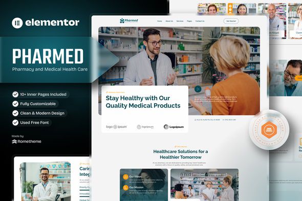 Pharmed – Pharmacy Care Elementor Template Kit 1 Pharmed
