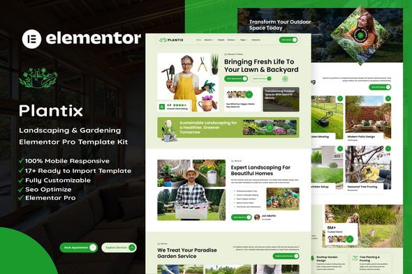 Plantix - Landscaping & Gardening Elementor Template Kit 1 Plantix
