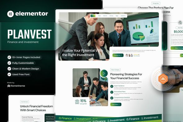 Plantvest – Finance & Invesment Elementor Template Kit 1 Plantvest