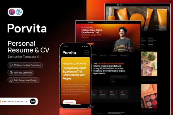 Portiva - Personal Resume Elementor Template Kit 1 Portiva