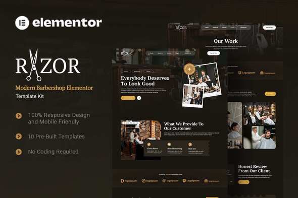 Razor – Barbershop Elementor Template Kit 1 Razor