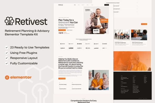 Retivest – Retirement Planning Elementor Template Kit 1 Retivest