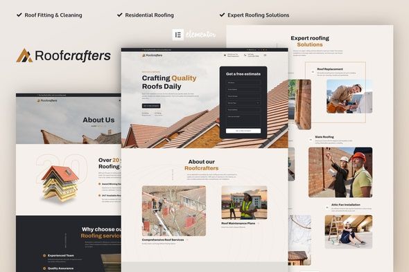 Roofcrafters – Roofing Company Elementor Pro Template Kit 1 Roofcrafters