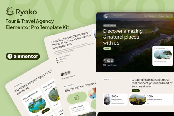 Ryoko - Tour & Travel Elementor Pro Template Kit 1 Ryoko