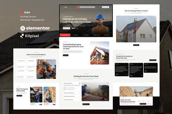 Solid - Roofing Repair & Construction Service Elementor Template Kit 1 Solid