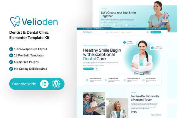 Velioden - Dentist & Dental Clinic Elementor Template Kit 1 Velioden