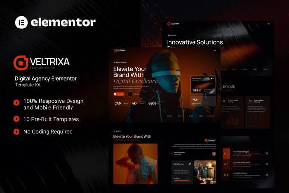 Veltrixa - Digital Agency Elementor Template Kit 1 Veltrixa