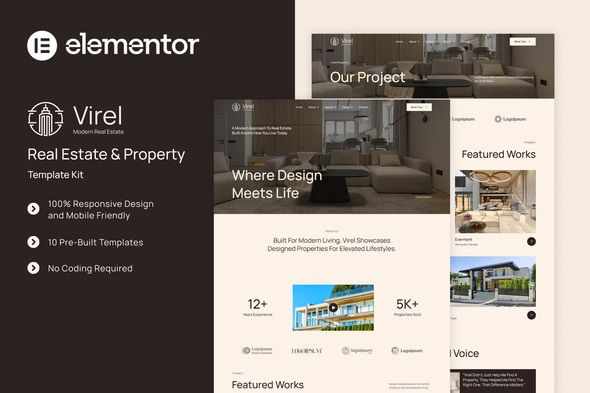 Virel - Real Estate & Property Elementor Template Kit 1 Virel