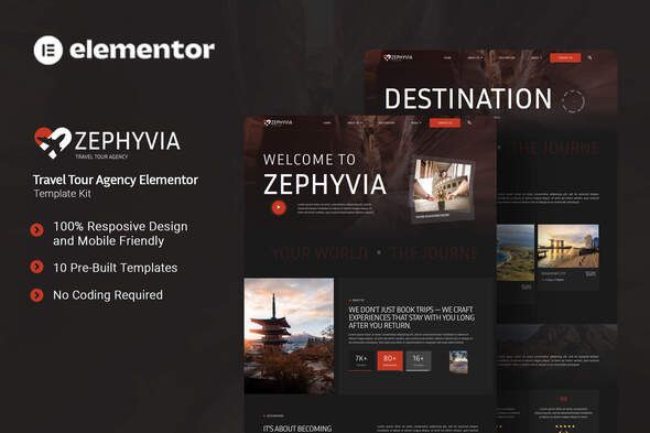 Zephyvia - Travel Tour Agency Elementor Template Kit 1 Zephyvia