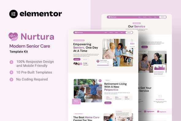 Nurtura – Senior Care Elementor Template Kit 1 Nurtura