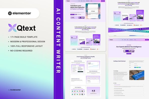 Qtext - AI Content Writer Elementor Template Kit 1 Qtext