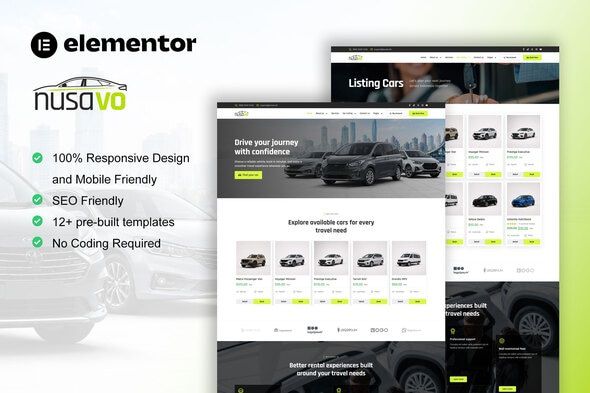 Nusavo - Car Rental Elementor Pro Template Kit 1 Nusavo