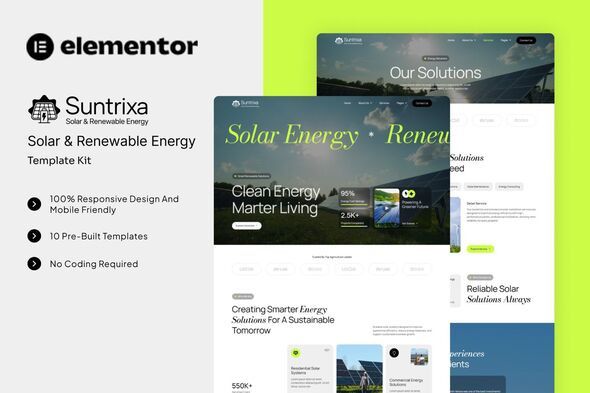 Suntrixa - Solar Energy Elementor Template Kit 1 Suntrixa
