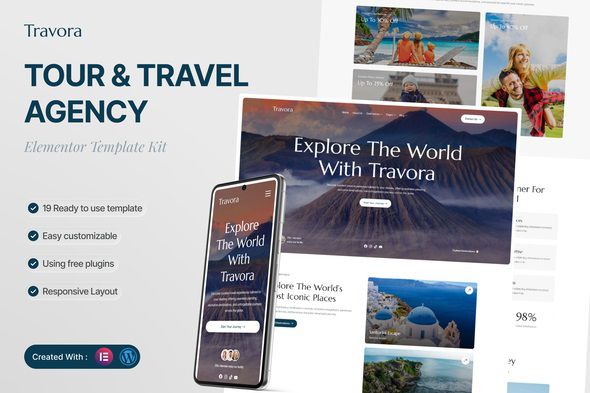 Travora - Tour & Travel Agency Elementor Template Kit 1 Travora