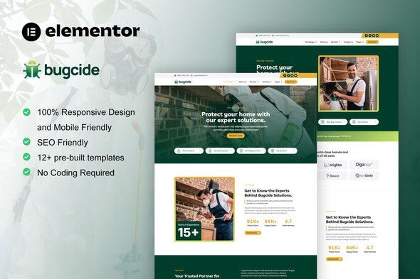 BugCide – Pest Control Service Elementor Pro Template Kit 1 BugCide